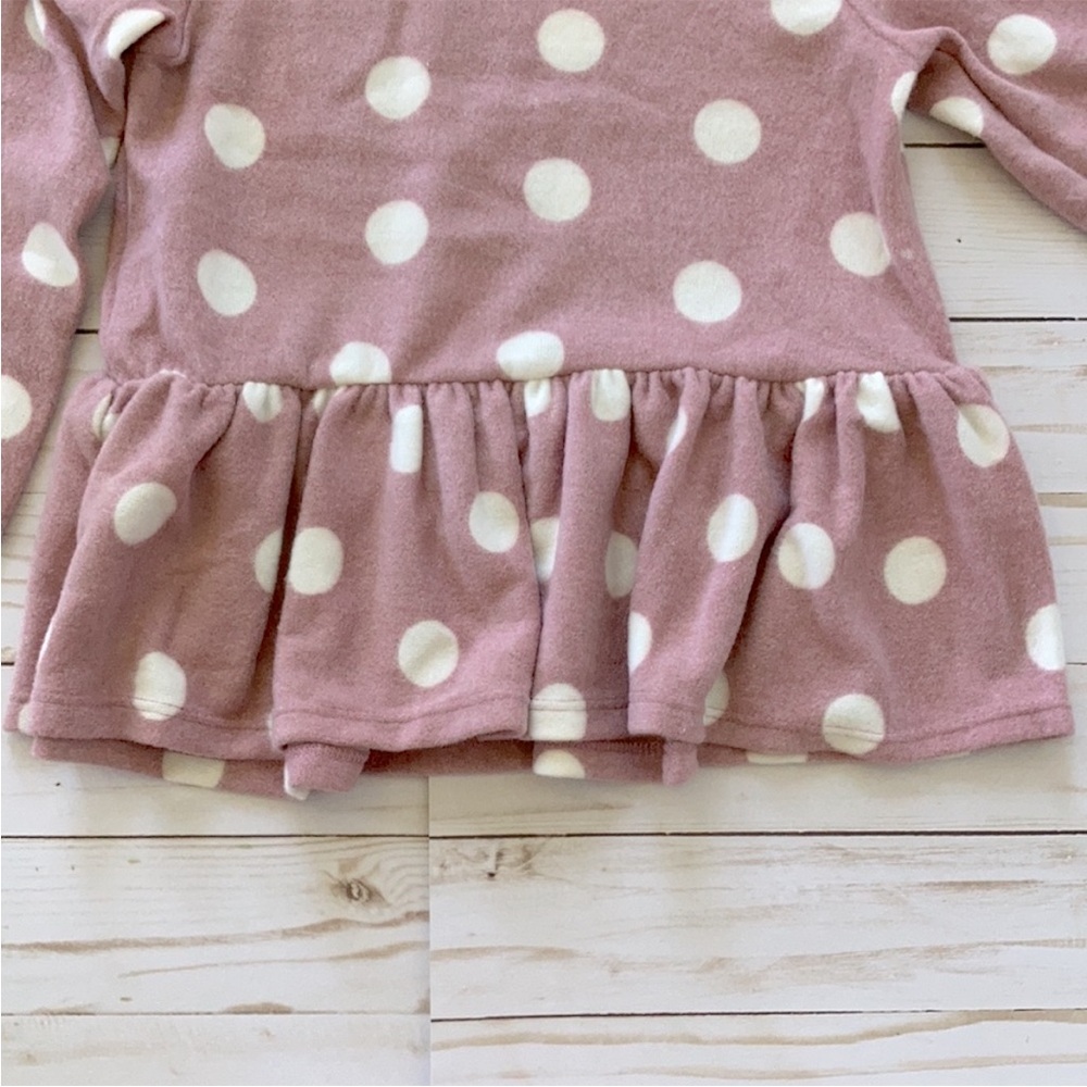 Girls Mauve & Cream Long Sleeve Polka Dot Peplum Tunic Top - Picture 4 of 5